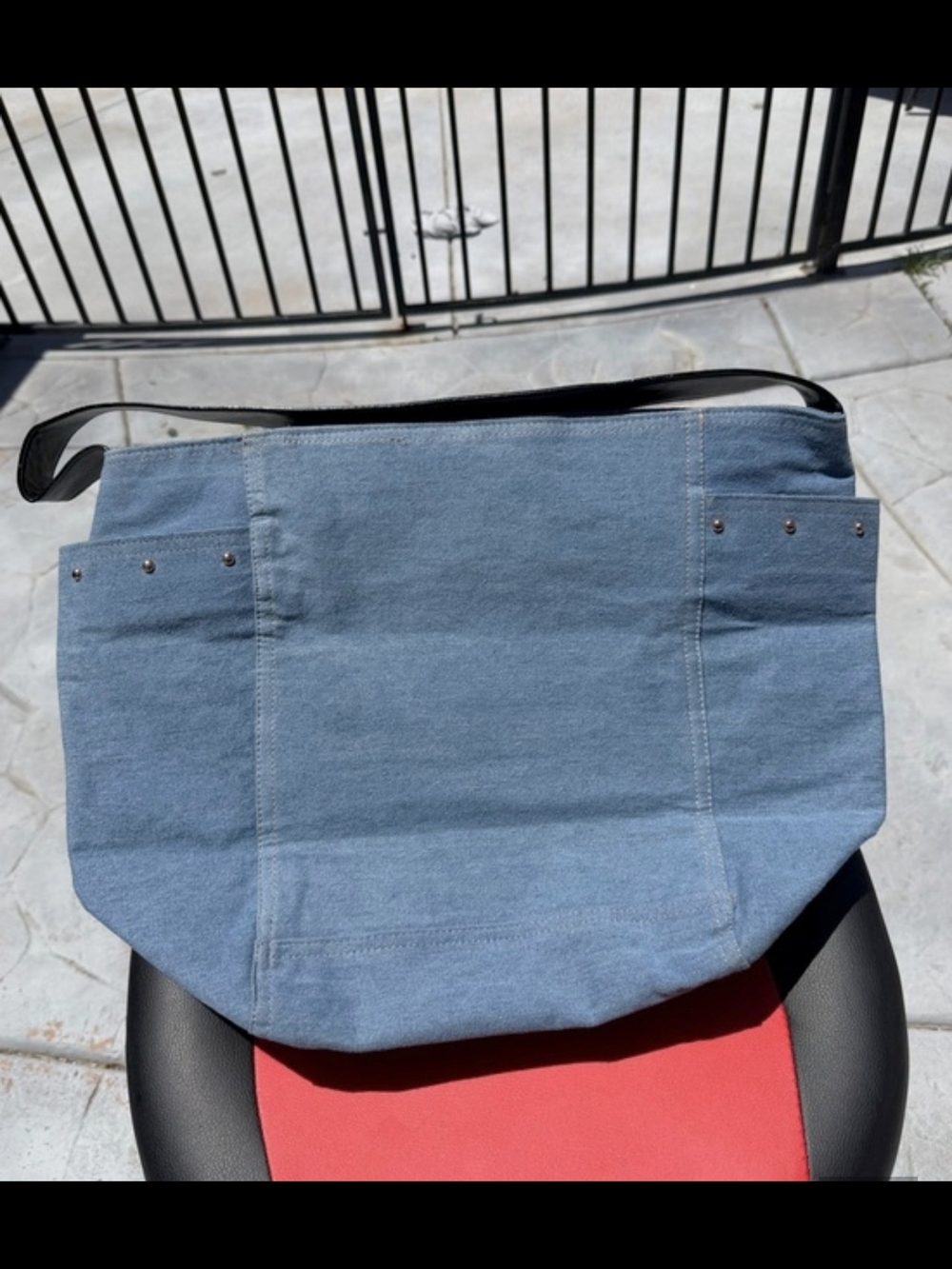 Victoria's Secret Blue Denim Tote Bag with Black Straps - Picture 2 of 6